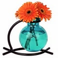 thumbnail image 3 of Couronne Co.  Casablanca Trio Vase, Recycled Floral Glass Vases for Centerpieces with Metal Stand - Table Top Decor for Home - 3.4 oz - Aqua Blue, 3 of 8