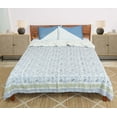 thumbnail image 2 of Dhaka International 100% Cotton Handmade Block Printed Bedspread | Lightweight Reversible Bed Cover for All Seasons - ( blue - 108x108 " King / king ), 2 of 4