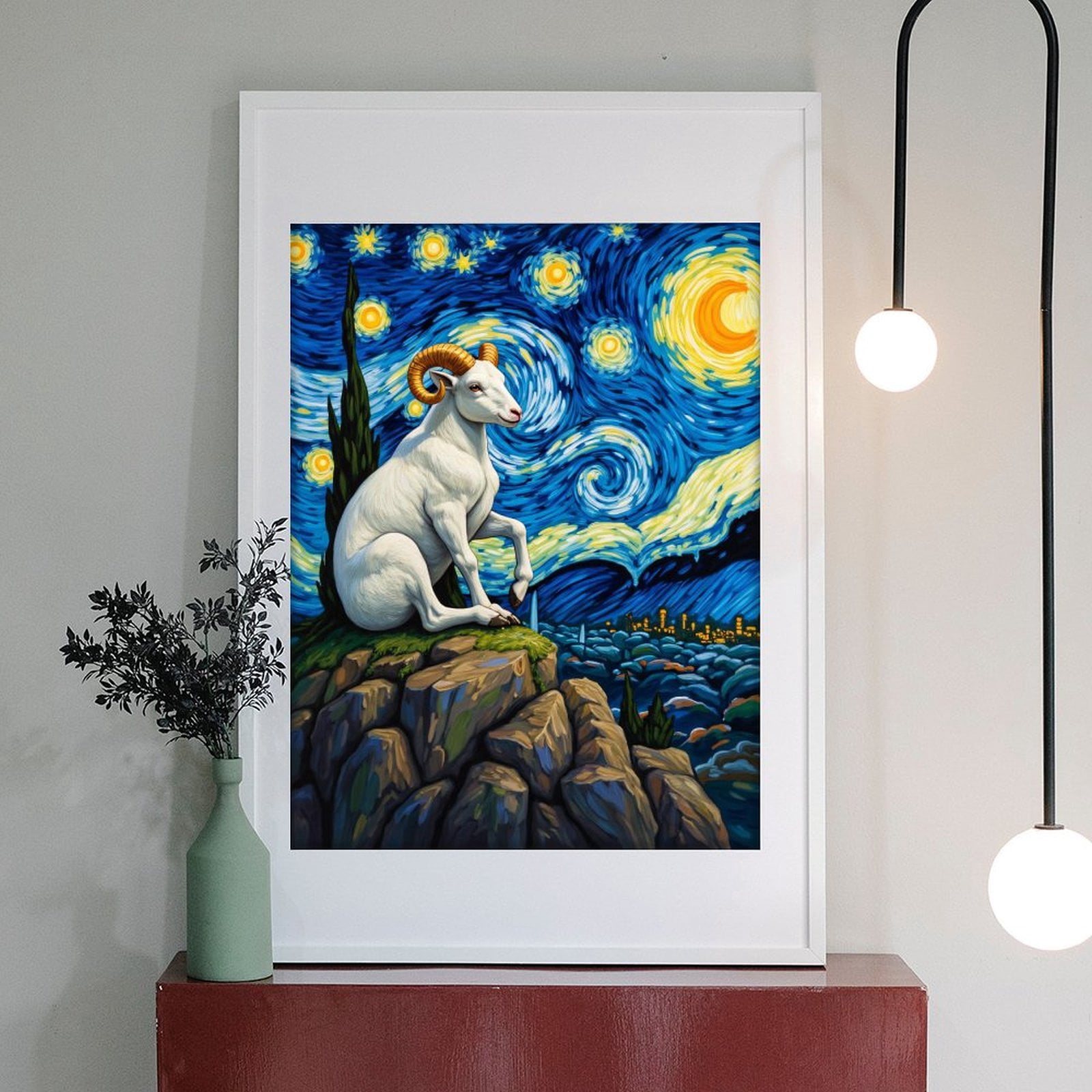 Diamond Art Kit for Adults, Ram On Rock Starry Sky Night Diamond Painting for Adults Beginners, DIY Diamond Art Painting Kits, 5D Diamond Painting Crafts for Home Decor 12x16 Frameless