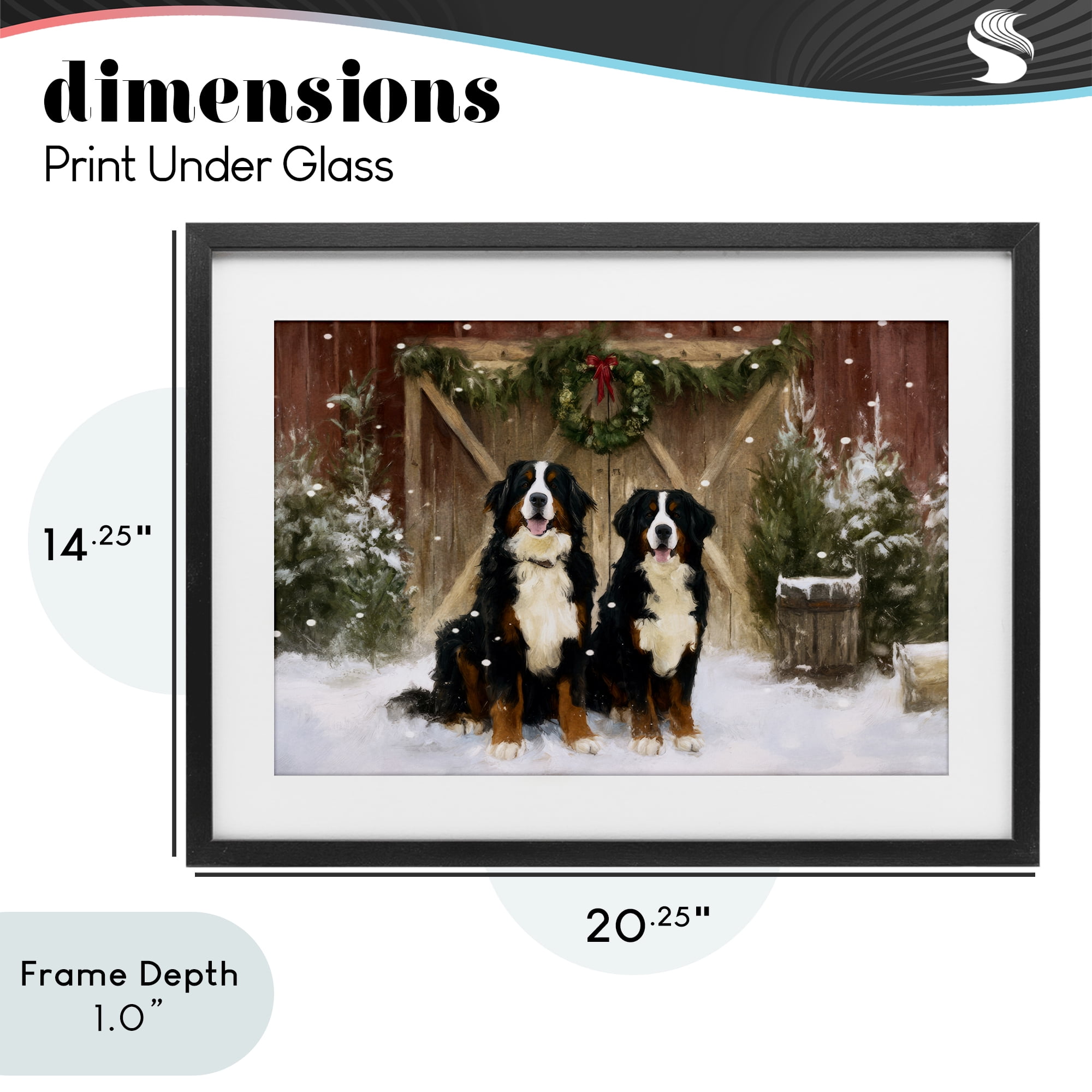 Stupell Industries Barnyard Bernese Mountain Dogs Black Framed Print Under Glass, design by Tina LeCour