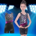 thumbnail image 5 of Little Girl Dance Suit Print Sleeveless Top and Flat Angle Training Shorts, 5 of 6