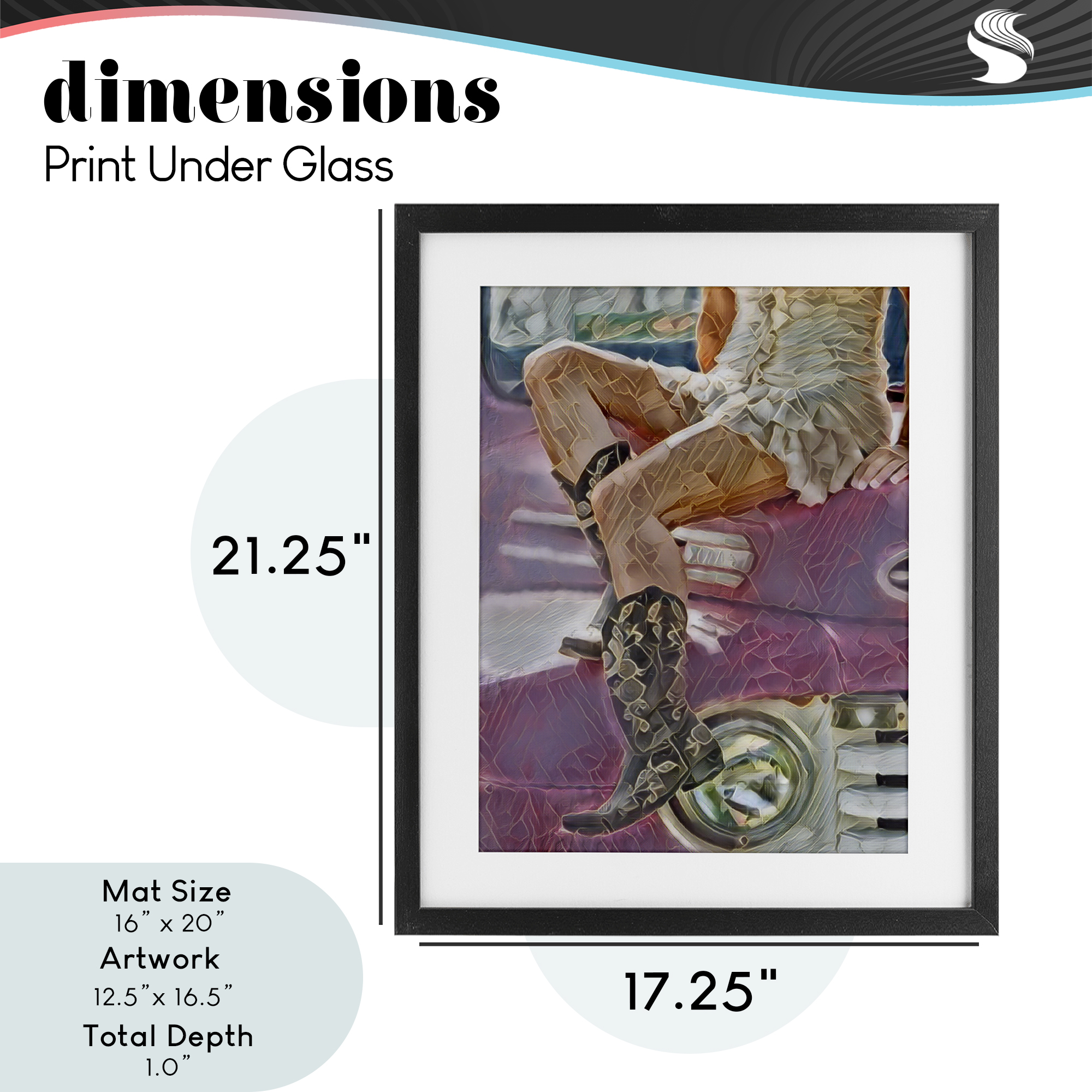 Romantic Westerns Cowgirl Black Framed Print Under Glass, design by Jesse Keith