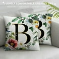 thumbnail image 3 of PRATYUS  Throw Pillow Covers Alphabet Decorative Pillow Cases ABC Letter Flowers Last Name Year Round Front Cushion Covers Square Pillow Protectors Sofa Couch Bedroom Car Chair Home Decor AP-012 White, 3 of 5