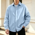 thumbnail image 2 of LIaqionyy Mens Button down Shirt Casual Loose Long Sleeve Collared Shirts Solid Color Wedding Prom Business Tops, 2 of 6