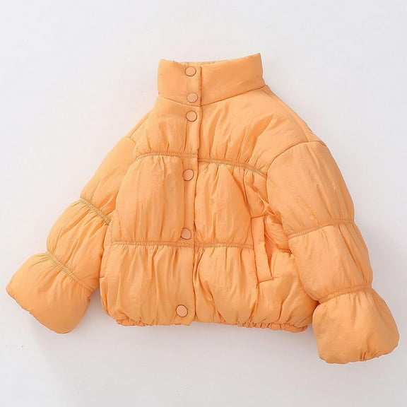 Boys Winter Coat Boys Puffer Coat Button Down Jacket Orange Puffer Warm Windproof Children Padded Coats Boys Winter Coat Size 6-12 Months
