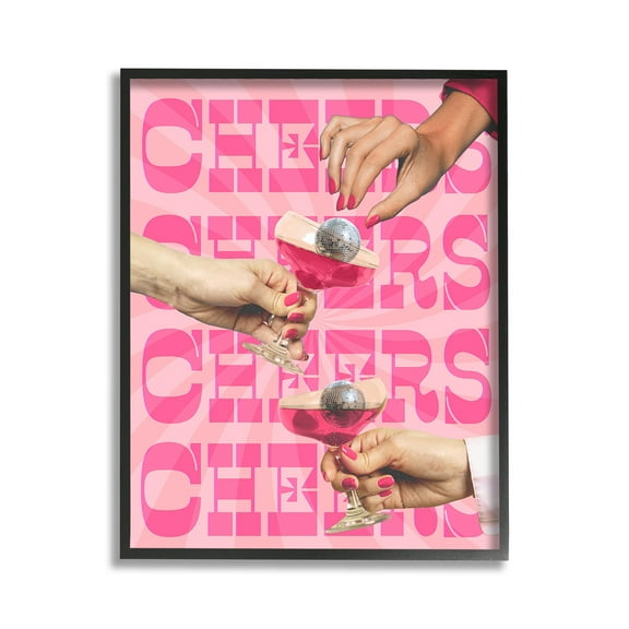 Stupell Industries Cheers Pink Margaritas Food & Beverage Painting Black Framed Art Print Wall Art, 11 x 14