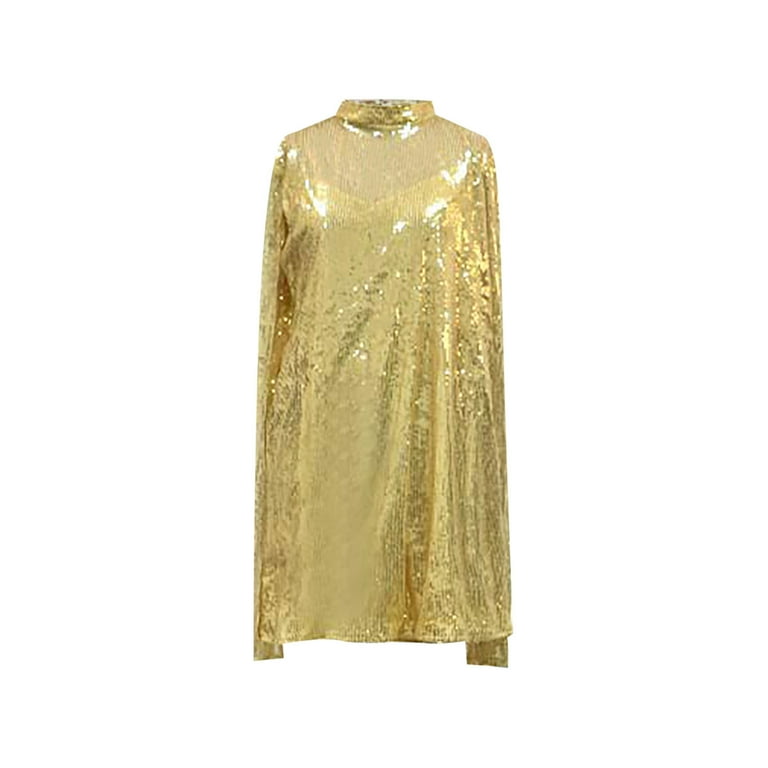 gakvbuo Summer Savings Clearance Summer Dresses For Women 2022 Plus Size  Dress Prom Dress Shawl Shirt Dress Sequins Shrring Cocktail Dresses Loose  Long Sleeve O-Neck Cloak Mini Dress Clubwear 