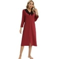 thumbnail image 2 of WBQ Womens Vintage Long Sleeve V-Neck Lace Collar Nightdress Soft Milk Fiber Nightgown Long Sleeved Sleepshirt Homewear, 2 of 6