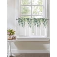 thumbnail image 3 of Half Window Curtain 36 Inches Long, Teal Botanical Window Treatment Curtain Drapes, Sage Green Eucalyptus Leaves Watercolor Small Tier Curtains for Bathroom Over Sink, 27.5"x36", 2 Panels, 3 of 7
