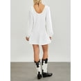 thumbnail image 6 of KelaJuan Women's Summer Casual Dress Solid Color V Neck Lantern Long Sleeve Mini Dress with Pockets, 6 of 6