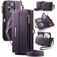 thumbnail image 1 of Wallet Case for iPhone 16 Pro – RFID Blocking PU Leather Phone Case with Card Holder, Zipper Pocket, Kickstand, Magnetic Closure, Shoulder & Wrist Strap, 1 of 9