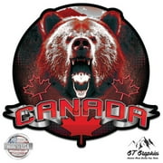 Canada Grizzly Bear - 3" Vinyl Sticker - For Car Laptop I-Pad Phone Helmet Hard Hat - Waterproof Decal