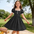 thumbnail image 2 of FYDUU Kids 1950S Dresses For Girls Summer Dress Vintage 50S Polka Dot Dress Short Sleeve Square Neck Sundress Casual Party Swing Dress 4-5 Years, 2 of 3