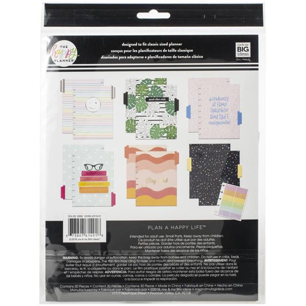 Me My Big Ideas Div05 Happy Planner Medium Dividers 44 Good Vibes Only Student 30 Per Pack Walmart Com