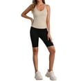 thumbnail image 2 of Allegra K Women's Slim-Fit Camisoles Ribbed Deep V-Neck Comi Workout Tank Top Beige S, 2 of 4