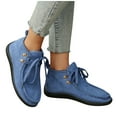 thumbnail image 5 of Bnwani Womens Boots New Fashion Pile Flat Ankle Casual Solid Suede Boot Blue Size 5.5, 5 of 7