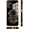 thumbnail image 5 of Compatible with Samsung Galaxy A13 5G Case Astronaut Plating Electroplate Luxury Elegant Case Camera Protector Kickstand Shockproof Protective Corner Back Cover Galaxy A13 5G Case -Black, 5 of 10