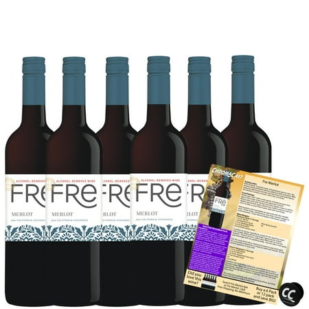 Sutter Home Fre Merlot Non-Alcoholic Red Wine Experience Bundle with Chromacast Pop Socket, Seasonal Wine Pairings & Recipes, 12/750ML, 6-Pack