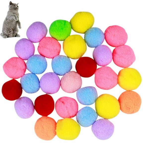 Cheers.US 10/20/30Pcs Cats Toys Balls, 3CM Cat Elastic Ball, Colorful Kitten Toy, Pet Toy, Plush Scratching Balls, Pet Chew Toys Ball, Toy Interactive for Cat