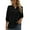 Black, variant on WBQ Womens Chiffon Blouses 3/4 Sleeve Loose Tops Pompom Henley V Neck Pleated Button Down Tunic Tops Casual Office Work Shirts,Pink S-XXL