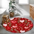 thumbnail image 4 of Valentine's Day Washable Area Rug&nbsp;4 ft Vintage Red Pink Dots Love Heart Roses Floral Leaf Red Soft Round&nbsp;Rugs for Living Room, Non Slip Carpet for Bedroom&nbsp;Entryway Dining Room, 4 of 9