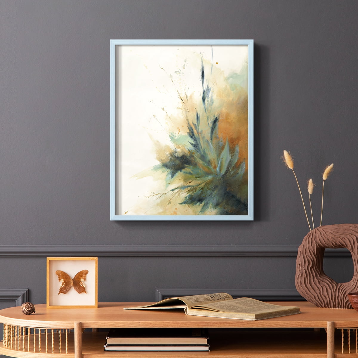 Desert Song II Framed Print in Blue Solid Wood Framed Print No Nail Hanging