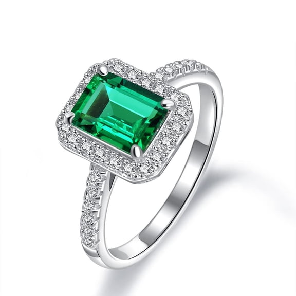 PAENENPH 14K Gold over S925 Ring with 1.5ct Square Cut Emerald Engagement Ring Gemstone, A Stunning Emerald Rings for Women Piece for Every Gemstone Lover