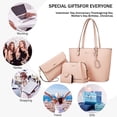 thumbnail image 5 of Bolsos de mano de cuero sintético a la moda para mujer, bolso de hombro, bolso con asa superior, conjunto de 4 Uds., 5 of 5