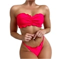 thumbnail image 2 of BONIXOOM Womens Swimsuits Bandeau None Solid Bikinis Bikini Summer Swimwears on Clearance Watermelon Red Size 8, 2 of 7