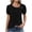 Black, variant on Short Sleeve Blouse For Women with Keyhole Neckline and Button Front, Solid Color Cropped Top for Casual Wear