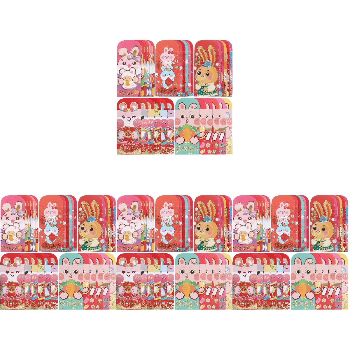 Homemaxs 120 pcs Cartoon Cute Chinese Style Red Packets Red Envelopes