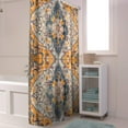 thumbnail image 6 of Shower Curtains Vintage Yellow Bath Curtain Medieval Ethnic Style Turkish Texture Waterproof Bathroom Shower Curtain Set with Hooks Decoration 72 x 84 Inches, 6 of 7