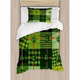 thumbnail image 3 of Irish Duvet Cover Set Queen Size, Patchwork Style St. Patrick's Day Themed Celtic Quilt Cultural Checkered with Clovers, Decorative 3 Piece Bedding Set with 2 Pillow Shams, Multicolor, by Ambesonne, 3 of 3