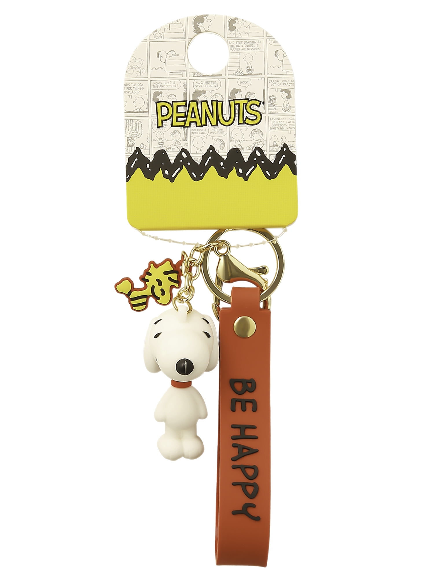 Peanuts Snoopy 3D PVC Keychain Charm Be Happy