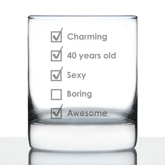 Bevvee Whiskey Rocks Glass 10.25 oz Check Box Bday 40 Gifts for Whiskey Enthusiasts Glassware & Drinkware