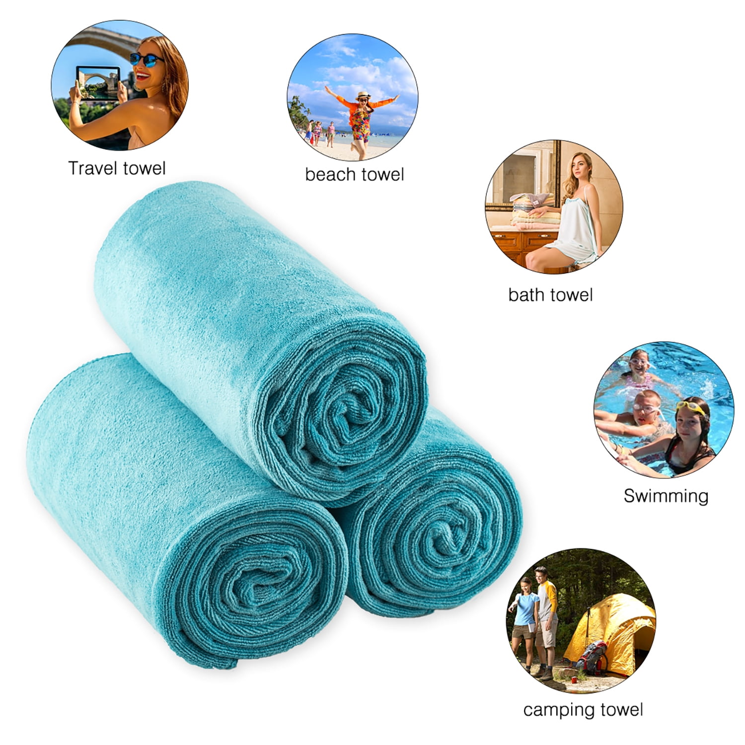 Bath Towels Large Microfiber Soft Absorbent Spa Shower Beach Travel Body Wrap 