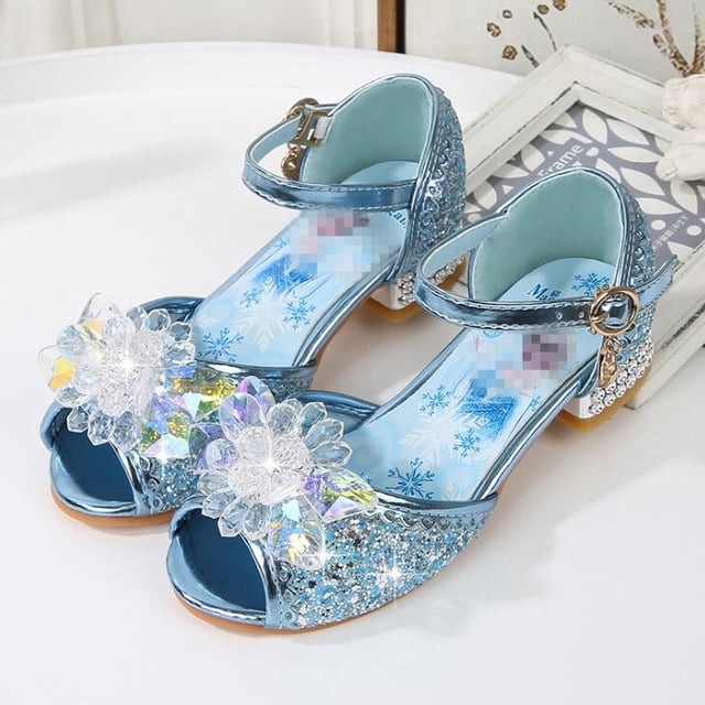 Princess Summer Anna Zapatos para niños para niñas Zapatos de cuero para niños Elsa Dancing High Heels Chaussure Enfants Sandals Party Shoes28-Insole 18CM Gao Jinjia LED