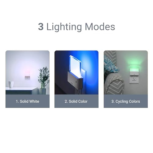 Koda Color Changing LED Night Light (4-Pack) - Plug Into Wall, Dimmable, Energy-Efficient LED Night Lights with Dusk-to-Dawn Sensor for Bathroom, Hallway, Bedroom, - Room