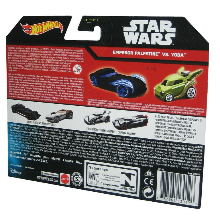 Star Wars Hot Wheels 2014 Emperor Palpatine vs. Yoda Characters Toy Car 2 Pack
