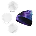 thumbnail image 3 of Picia Purple And Blue Nebula Pattern Knitted Beanie Hat for Men and Women , Unisex Winter Warm Stretchy Knit Cap Thick Fisherman Beanies Cuffed Plain Skull Caps, 3 of 6