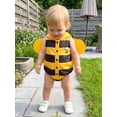 thumbnail image 4 of RUINIXCW Newborn Baby Girl Boy Halloween Bee Costume Infant Baby Halloween Animal Cosplay Outfit Funny Striped Sleeveless Hooded Romper with Wing, 4 of 10