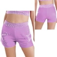 thumbnail image 5 of Hansber Kids Girls Dance Gymnastics Shorts Shiny Rhinestones Elastic Waistband Yoga Tennis Shorts Hot Pants Light Purple 6, 5 of 6