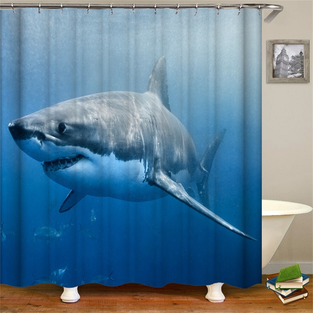 Shower Curtain Set With Hooks Teal Theme Whale Shark Aquarium Deep Ocean Sea Group Bathroom Decor Waterproof Polyester Fabric Bathroom Accessories Bath Curtain Walmart Canada