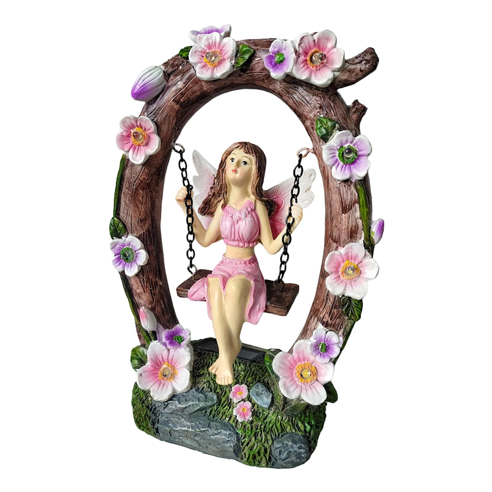 simhoa Fairy Garden Statue, Fairy Sculpture, Solar Powered, Unique Resin Figurine, Handicraft, Charming Ornament, Garden Decoration for Patio And Yard