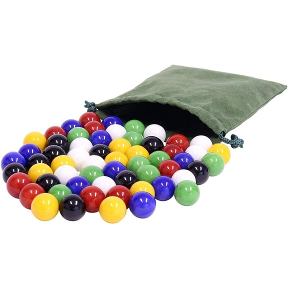 AmishToyBox.com Bag of 60 Glass Marbles - Replacement Marbles for Chinese Checkers - Large 3/4" 18mm Diameter