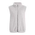 thumbnail image 3 of Hontri Plus Size Coat, Women's Solid Color Fashion Casual Sleeveless Pocket Zipper Coat Grey 4Xl, 3 of 8