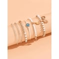 thumbnail image 2 of SEARIPE 6 Pcs Beaded Bracelets Jewelry Rhinestone Eye Hand Decor Boho Multilayer Stackable Bracelets for Women Girls Beige, 2 of 4