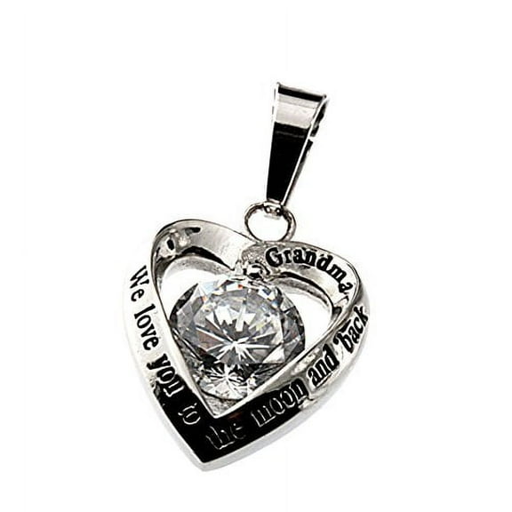 Womens Stainless Steel Grandma Heart Pendant