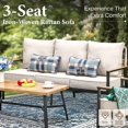 thumbnail image 6 of Summit Living 5-Seat Patio Conversation Set with Fixed Chairs, Outdoor Rattan Rope-Woven Sofa Set, Beige, 6 of 12