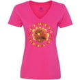 thumbnail image 3 of Inktastic Happy Thanksgiving with Cute Turkey Women's V-Neck T-Shirt, 3 of 5